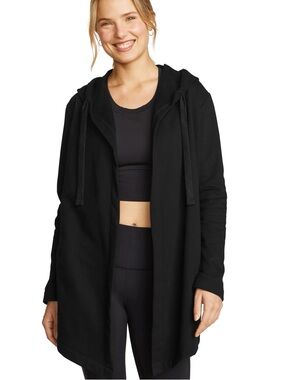 Eddie Bauer Black Hooded Open-Front Cardigan